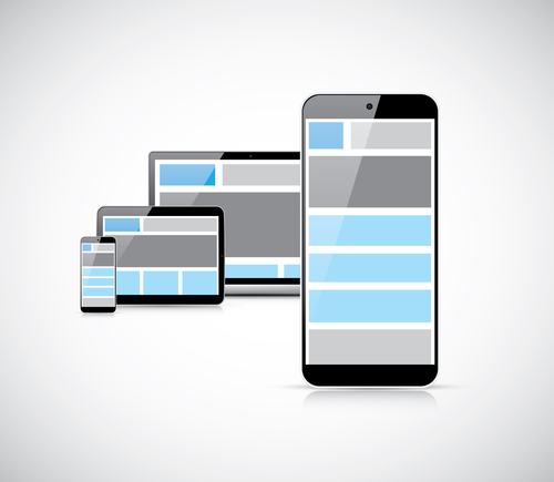 Responsive mobile first web design in smartphone vector